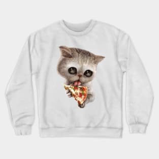 CAT LOVES PIZZA Crewneck Sweatshirt